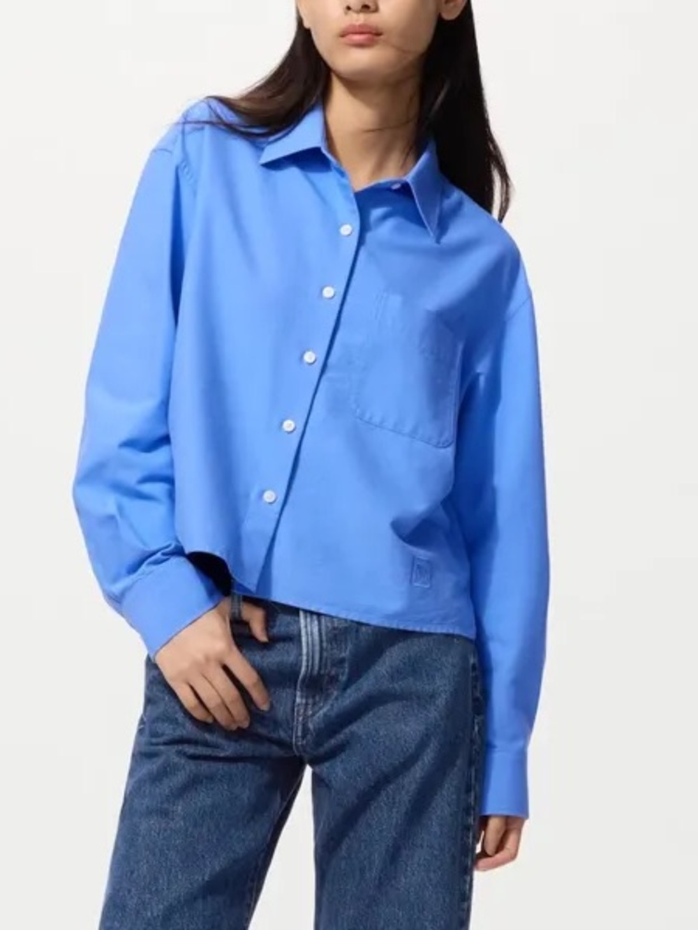 Uniqlo x J.W. Anderson Light Blue Cropped Boxy Shirt